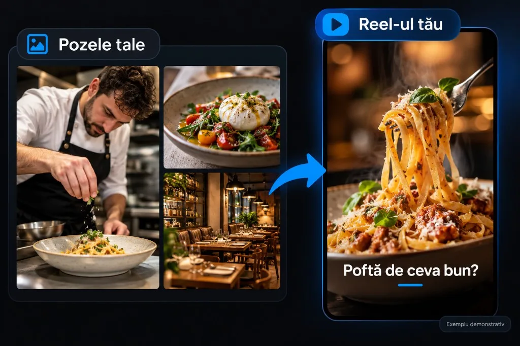 Fotografii de restaurant transformate într-o previzualizare de reel.